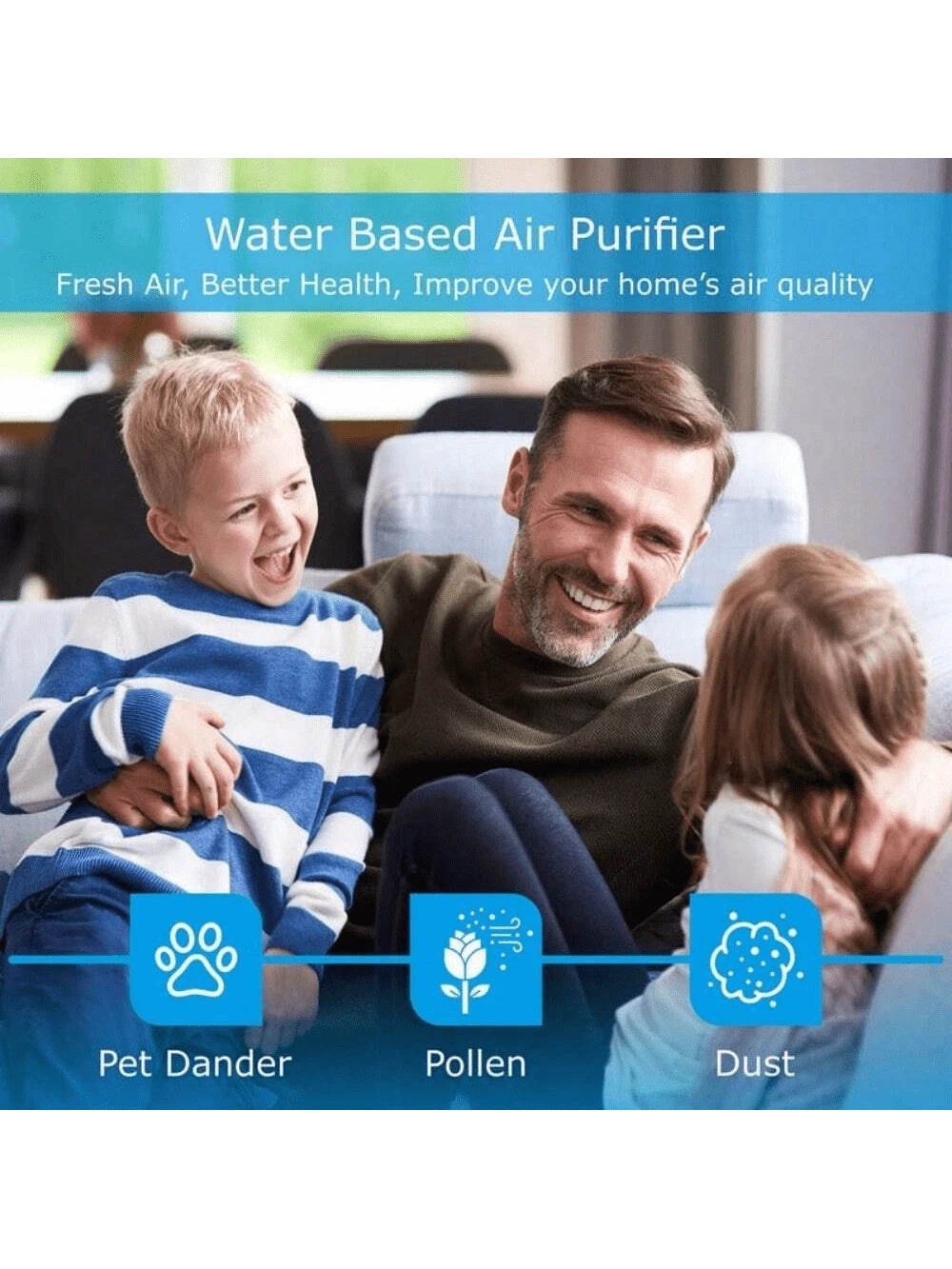 Sirena Twister Air Purifier (Black) - Water Filter Air Washer for Home and Office - Essential Oil Aroma Diffuser with LED Night Light - Small Air Cleaner for Smoke and Pets