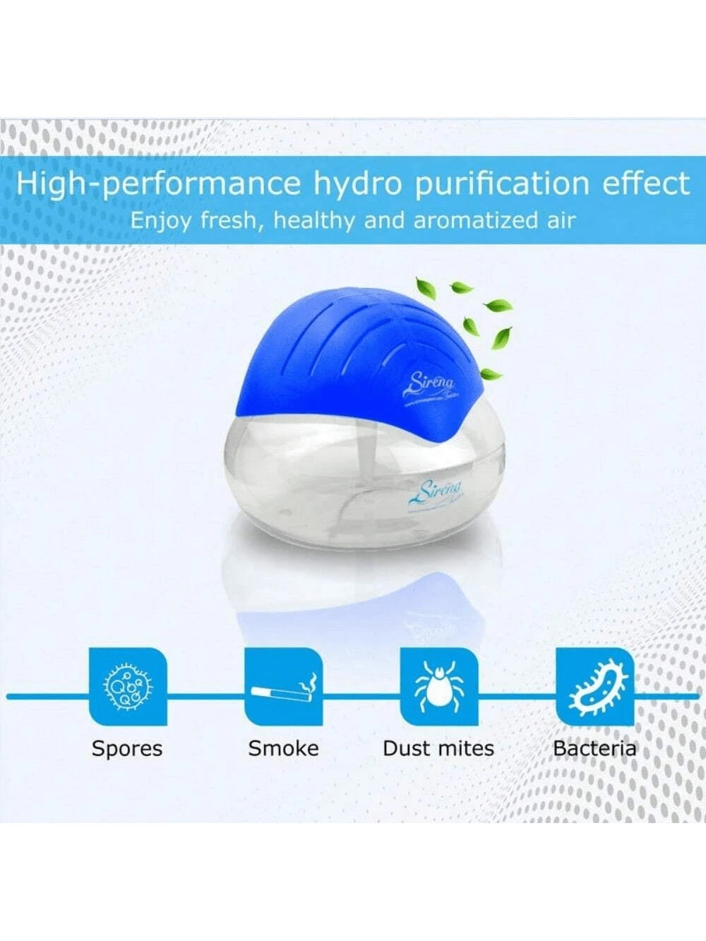 Sirena Twister Air Purifier (Black) - Water Filter Air Washer for Home and Office - Essential Oil Aroma Diffuser with LED Night Light - Small Air Cleaner for Smoke and Pets
