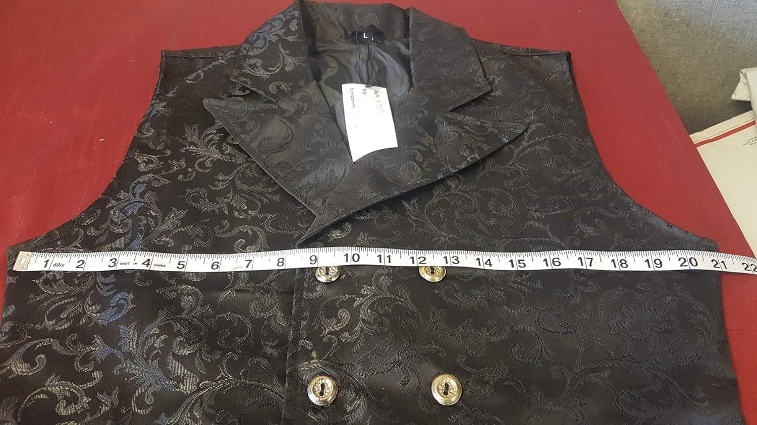 Men'S Double Breasted Governor Vest Waistcoat VTG Brocade Gothic Steampunk (X-Large, Red)